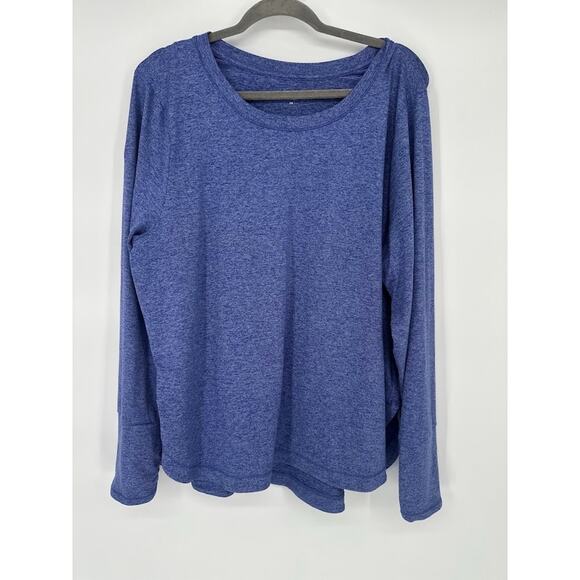 Athleta Uptempo Long Sleeve Top Blue Womens Size 2X Round Hem Athletic Stretch - Picture 1 of 10